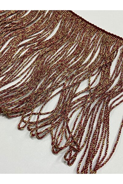 karantuhafiye Koltuk Perde Saçağı / Püskülü / 20 cm / 1 Metre / Bordo&Altın R...