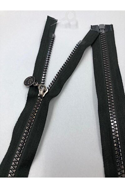 karantuhafiye سحاب 80 سم مظهر معدني وأسنان بلاستيكية باللون الأخضر الكاكي