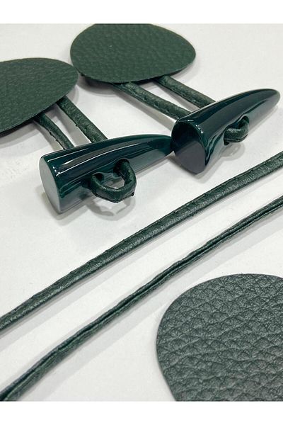 karantuhafiye Leather Unit Shepherd Button Set Dark Green 2 Pieces