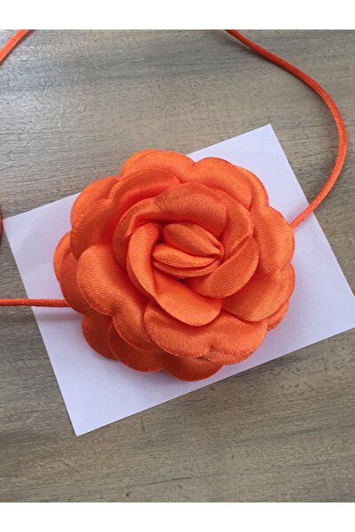 karantuhafiye Kolye/choker Kolye/bağcıklı Saten Gül Kolye (TURUNCU)