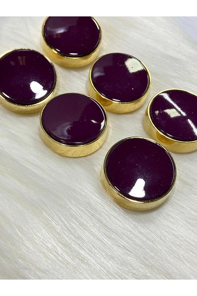 karantuhafiye Italian Set of 6 Coat Fur Coat Button - Gold Eggplant Purple 3 cm /M009