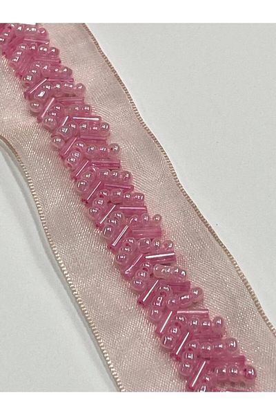 karantuhafiye Beaded ribbon / beaded ribbon / 1 meter / candy pink