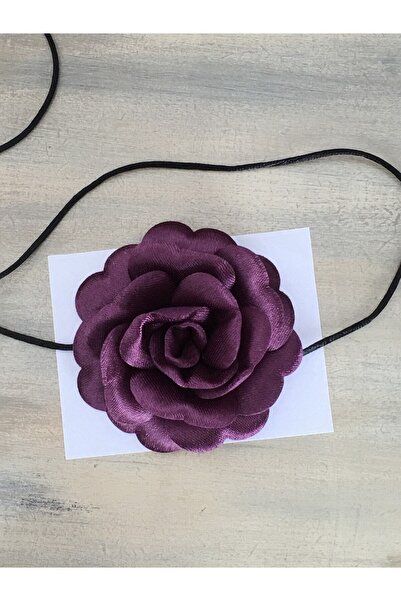 karantuhafiye قلادة/قلادة هوكر/قلادة من الساتان الوردي برباط (أرجواني داكن)