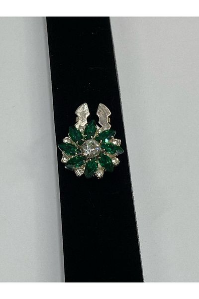 karantuhafiye Jewelled Button / Jewelled Clip Button / 2.5 cm Emerald