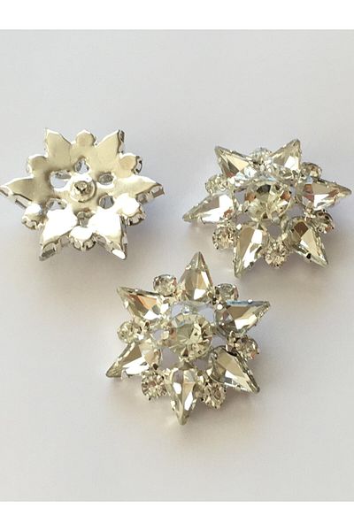 karantuhafiye Stoned Button Big Star Model Set of 3 Silver