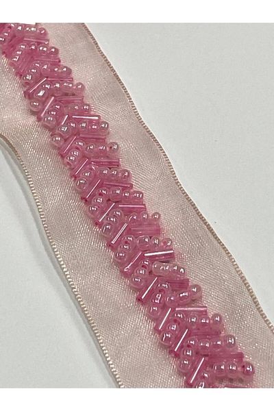 karantuhafiye Beaded ribbon / beaded ribbon / 1 meter / candy pink