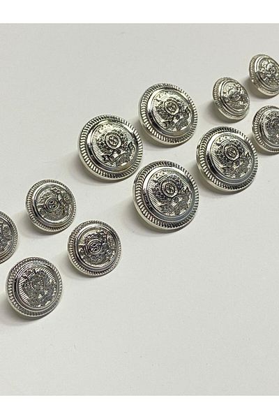 karantuhafiye Blazer Jacket Button Set 4+8 Silver Inside Black