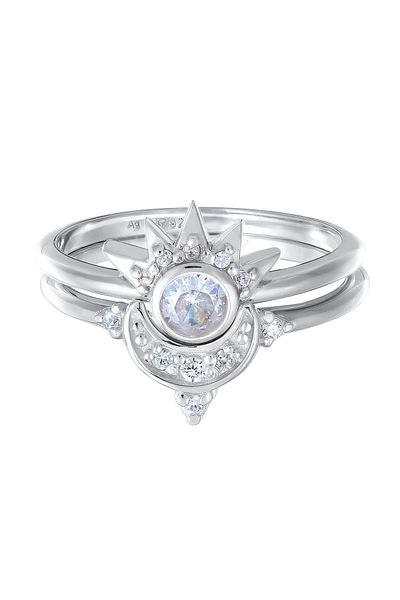 ELLI Ring Elli Ring set with stones Women Star Zirconia Diamond Cut White 925 Sterling Silver Gold-plated