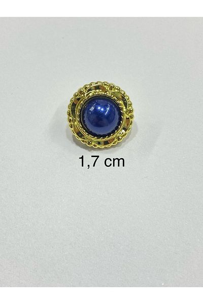 karantuhafiye Vintage Series Pearl Button Set / 1.7 cm Set of 6 (Gold - Navy)
