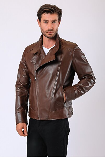 Leather Club Kahve Brody Hakiki Deri Ceket