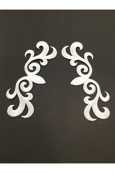 karantuhafiye Iron-on Embroidery Applique 2 Pack White
