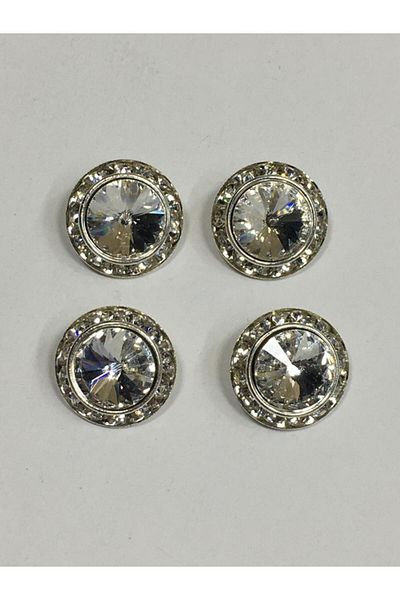 karantuhafiye Stone Button Metal Case Stone Button Set 4 Pieces 1.8 Cm