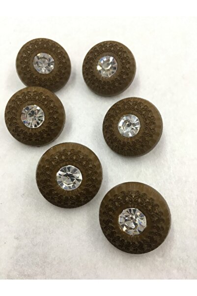 karantuhafiye Σετ 6 τεμαχίων με πέτρινο μπουφάν και κουμπιά ζακέτας σε σκούρο καφέ