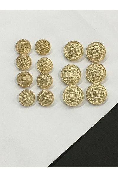 karantuhafiye Blazer Jacket Button Set Wicker Model Gold