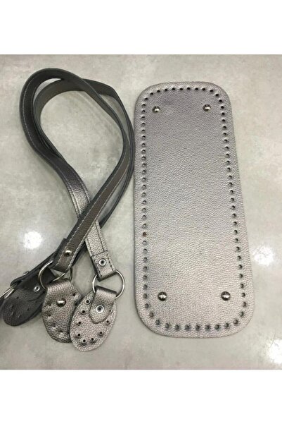 karantuhafiye Δερμάτινο Σετ Βάσης και Λουράκι Τσάντας Χρώμα Ασημί