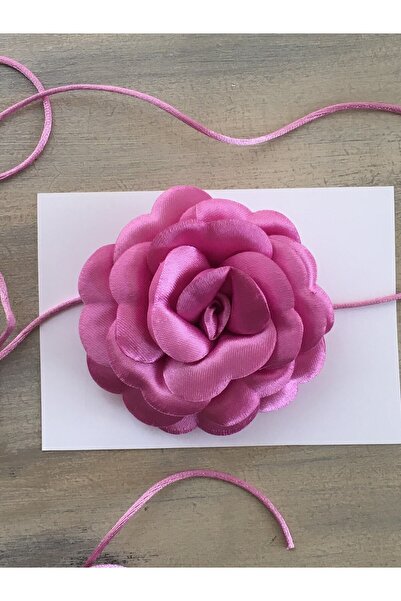 karantuhafiye Necklace/choker Necklace/laced Satin Rose Necklace (DARK PINK)