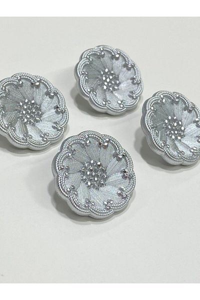 karantuhafiye 6-Piece Italian Model Trench Coat, Coat and Coat Button Set - Silver 2.7 cm (Code:4685)
