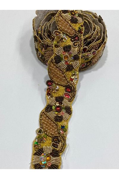 karantuhafiye indian ribbon / decorative indian ribbon / 1.30 meters / Khaki