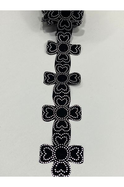 karantuhafiye Iron-On Velvet Stone Strip / Heart Model / 4.5 m
