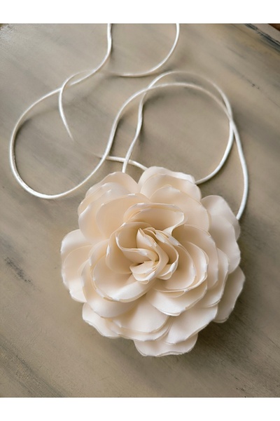 karantuhafiye Necklace/Choker Necklace/Double Layer Fabric Flower Necklace(cr...