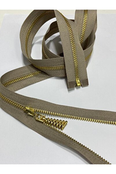 karantuhafiye معطف سن حديد سحاب / 100 سم / سن ذهبي بيج / رقم 4,5