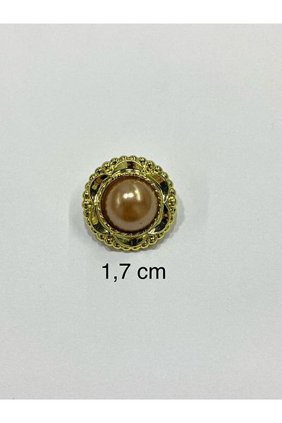 karantuhafiye Vintage Series - 1.7 cm Set of 6 Gold-Light Beige Pearl Buttons