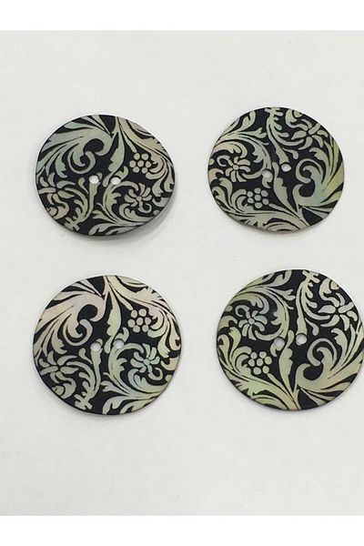 karantuhafiye Italian Embellished Mother of Pearl Button Set of 4 3.5 Cm