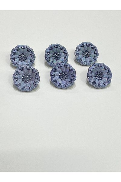 karantuhafiye 6-Piece Italian Model Indigo Cardigan and Vest Button Set - 1.5 cm (Code:4685)