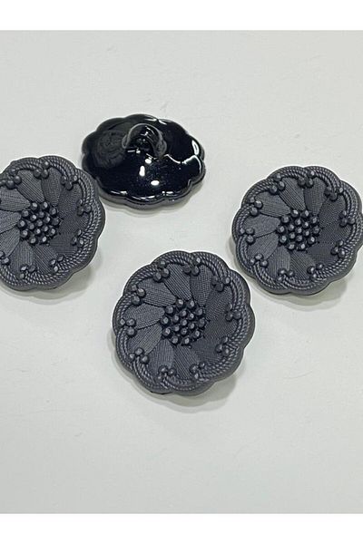 karantuhafiye Italian Model 6-Piece Anthracite Trench Coat and Jacket Button Set - 2.2 cm (Code:4685)