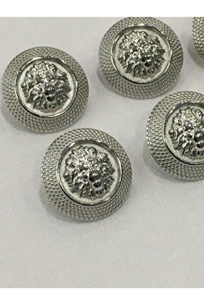 karantuhafiye Σετ με 6 κουμπιά για παλτό καμπαρντίνας μοντέλο Lion ασημί