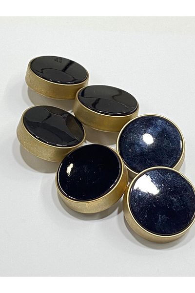 karantuhafiye 6-Piece Italian Button Set - Coat Fur Coat, Matte Gold Black, 3 cm /M009
