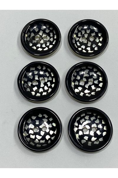 karantuhafiye Trench Coat Button / Set of 6 / Black / 2.7 cm