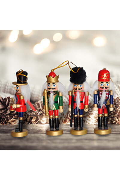 Party Country Decor din lemn de Crăciun, set de 4 -Spărgătorul de nuci- 13 cm