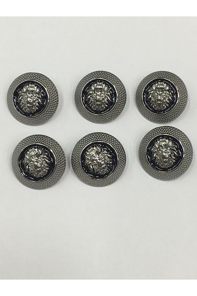 karantuhafiye Trench Coat and Jacket Button Lion Model Set, Set of 6 Anthracite