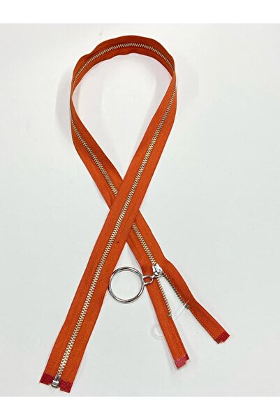 karantuhafiye Demir diş kaban mont fermuarı / 80 cm / TURUNCU / gümüş diş / n...