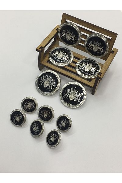 karantuhafiye Coat And Trench Coat Jacket Button Set / Double Lion Model