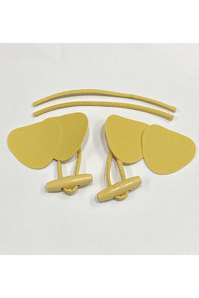 karantuhafiye Leather Britli Wooden Shepherd Button / Mustard / Set of 2