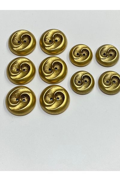 karantuhafiye Vintage Italian Button - Metallized Distressed, 3D Wave Pattern Coat, Coat and Cardigan Button / Matte