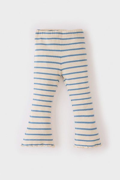 DeFacto Striped Corduroy Camisole for Baby Girl - Crew Neck, Long Sleeve, Spanish Leg, Elastic Waist, 2-Piece Set