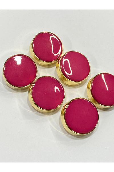 karantuhafiye Set of 6 Gold Fuchsia Coat Fur Coat Button - Italian Button 3 cm /M009