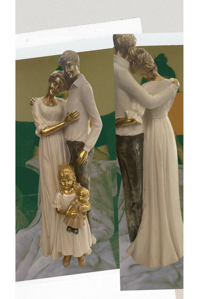 zibaka kız çocuklu aile dekoratif obje