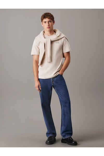 Calvin Klein Erkek Logolu Kısa Kollu Pamuklu Gri T-Shirt K10K109894-PEA