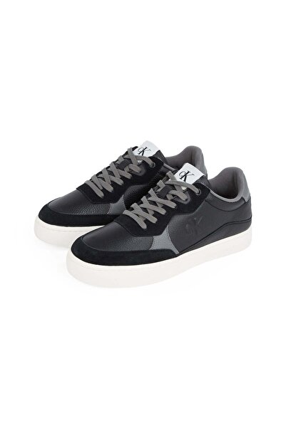 Calvin Klein Erkek Rahat Taban Renk Geçişli Süet Detaylı Deri Siyah Sneaker YM0YM01153-0GP
