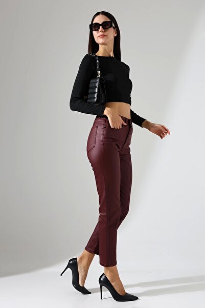 KAGAWA Kadın Yüksek Bel Mumlu Mom Jean