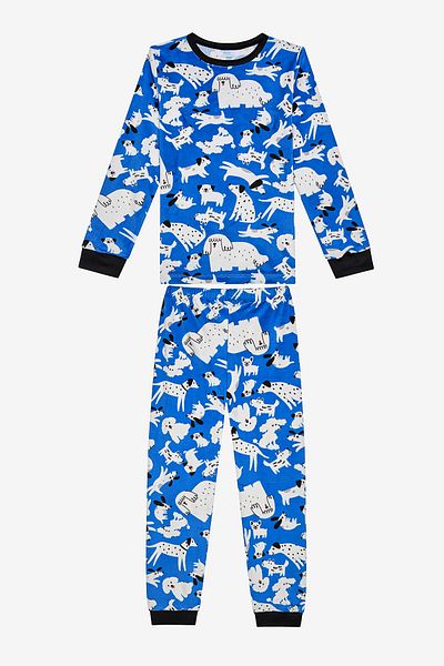 Penti Unisex-Kinder-Familienhund-Pyjama-Set in Blau