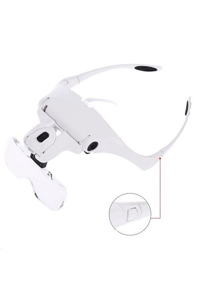 Nikula 5 Lens 1.0X-3.5X Adjustable Glasses Magnifier with 2 Led Light 9892B2
