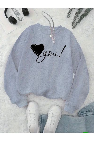 Medinenur Love you Φούτερ με λαιμόκοψη με λαιμόκοψη με 2 νήματα