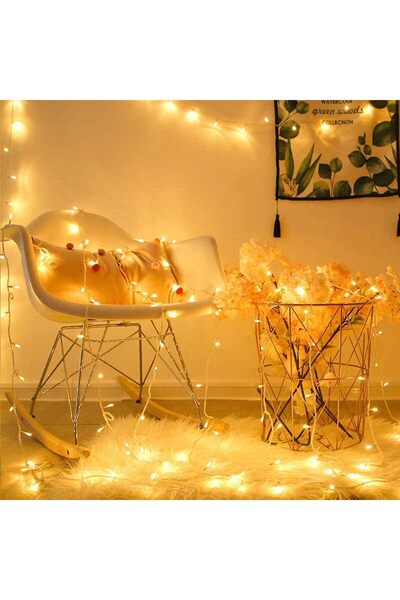 Coverzone Lumină LED galbenă cu mufă de 30 de metri - Ornament pentru brad de Crăciun pentru balcon