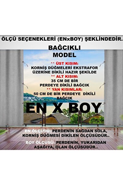 ERCANLI Ύφασμα μουσαμάς κουρτίνας μπαλκονιού - Enxboy Αδιάβροχο - χοντρό - κορδόνι - με κουμπιά γκρι κρέμα