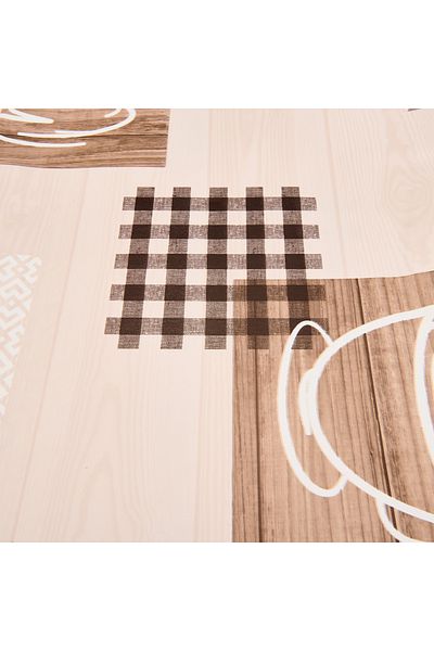 Retro Time مفرش طاولة PVC منقوش على شكل كوب ملون - 140x140 سم